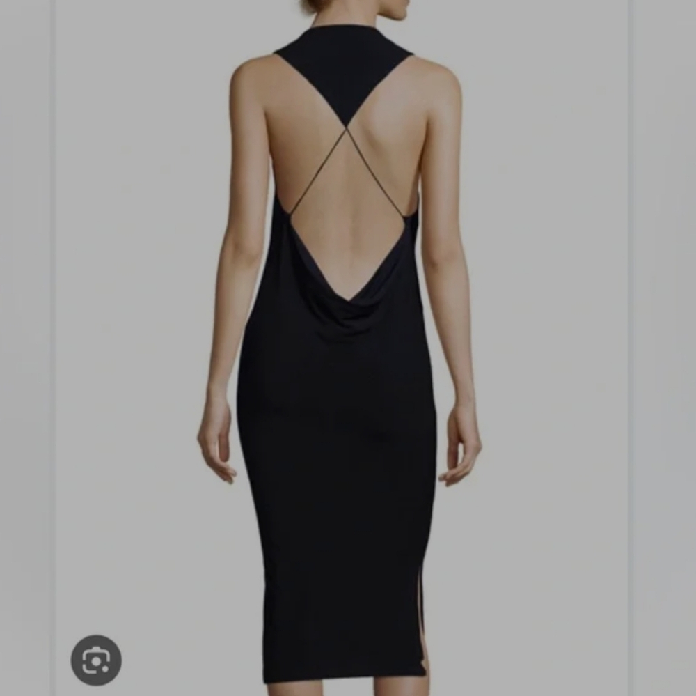HAUTE HIPPIE NWT SIZE 8 OPEN BACK SIDE SLIT LINED  MIDI DRESS AWESOME!!!
